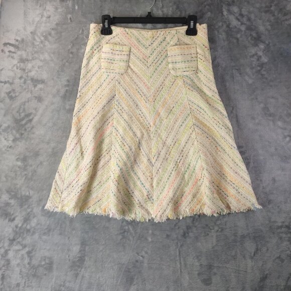 Trina Turk Womens 4 White Multicolored Flowy Tiered Boho Skirt Distressed Spring - Picture 3 of 10